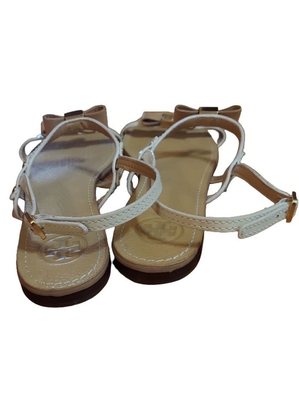 Tory Burch Kailey Bow Slingback Flat Leather Sandals In Color Iced Coffee/Bleach - Picture 7 of 15